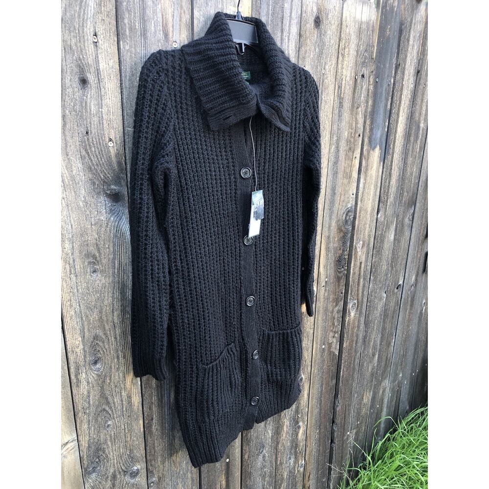 LRL Lauren Jeans Co. Women’s Shawl Collar Cardigan Sweater Black Sz XS - Picture 6 of 8